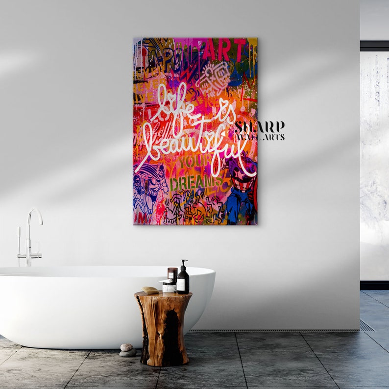 BANKSY WALL ART Banksy Canvas Banksy Life is Beautiful Pop Etsy