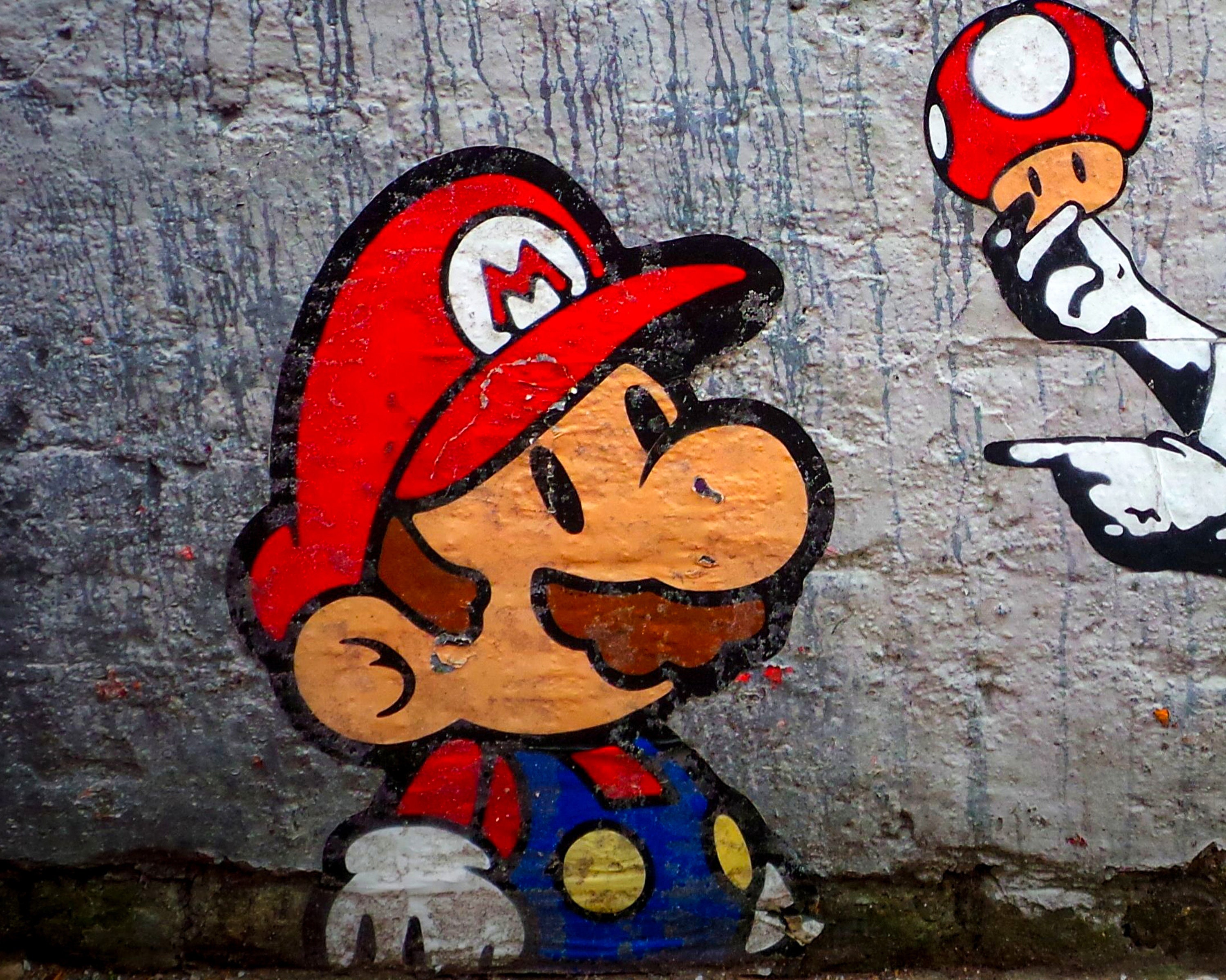Banksy Mario Canvas Banksy Super Mario Wall Art Canvas Etsy