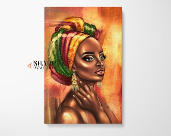BLACK WOMAN ART Large African Art Print Black Abstract Art Black Art Paintings Tribal Black Culture Art, African Wall Decor, Afrocentric Art