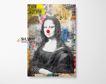 BANKSY WALL ART Banksy Canvas Banksy Mona Lisa Pop Art Wall Art Mona Lisa Wall Art Graffiti Wall Art Street Art Canvas Large Pop Art
