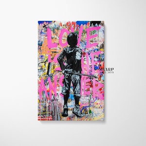 BANKSY WALL ART Banksy Canvas Banksy Love Is The Answer Banksy Boy Painting Banksy Style Art Banksy Graffiti Street Art Pop Art Canvas