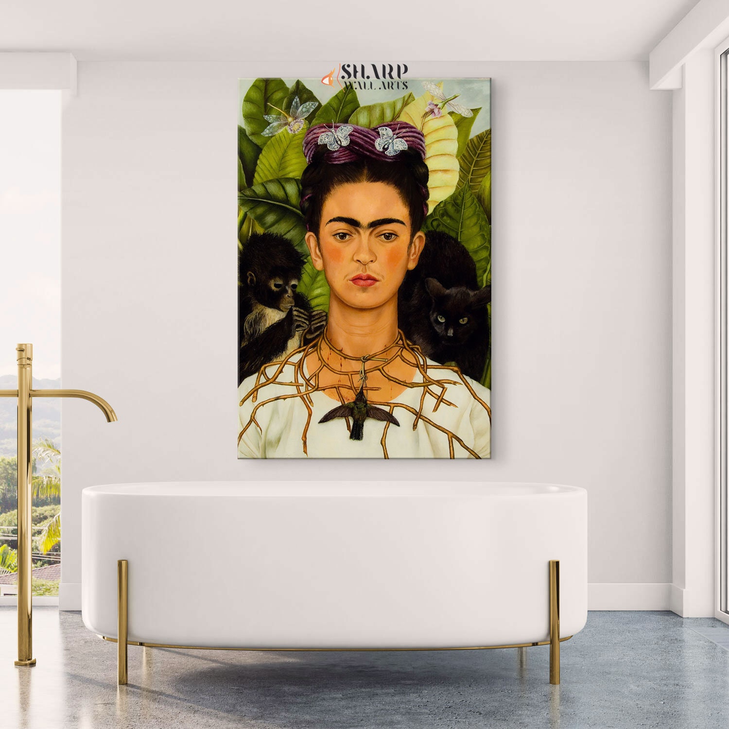 FRIDA KAHLO Wall Art Frida Kahlo Portrait With Thorn Necklace and
