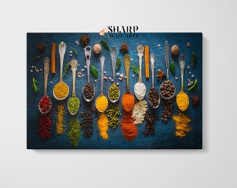 KITCHEN WALL DECOR Print Canvas Wall Art, Spices Wall Art Food Wall Art Restaurant Decor Herbs And Spices Spices Decor Dining Room Wall Art