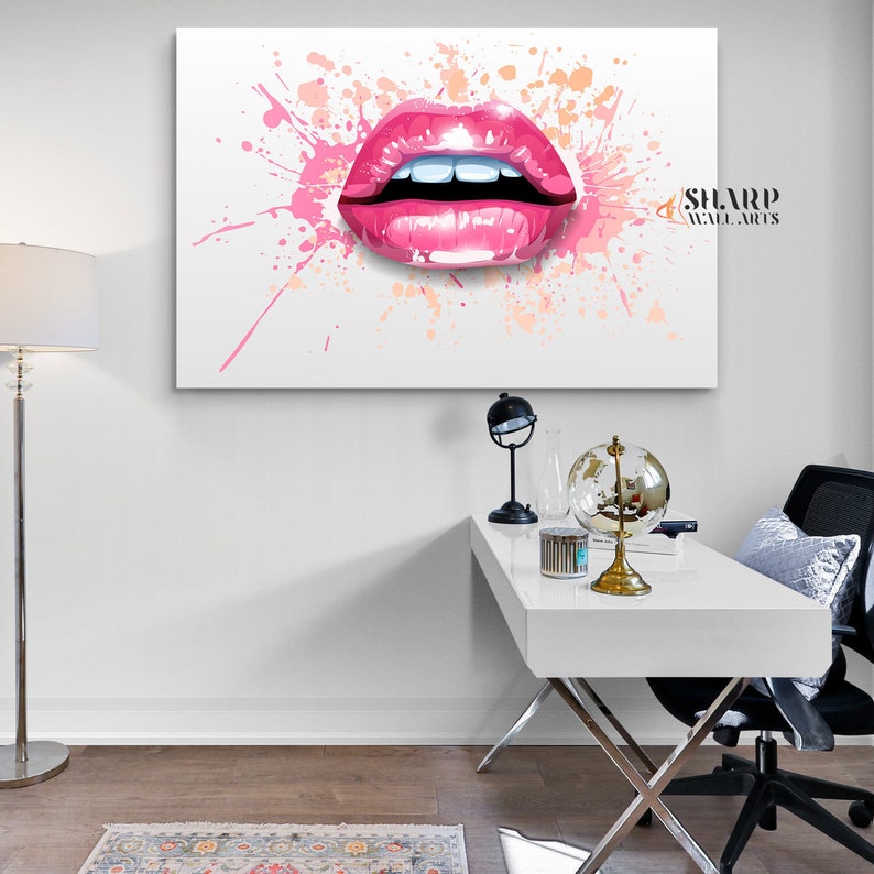 Pink Lip Wall Art Lip Canvas Fashion Canvas Pink Wall Art - Etsy