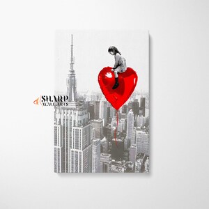 BANKSY WALL ART Banksy Balloon Girl New York Wall Art Graffiti Wall Art Pop Art Wall Art Pop Art Canvas Banksy Girl With Balloon Heart Print
