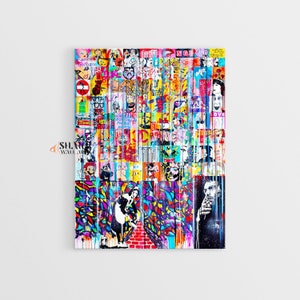 POP ART CANVAS Collage Graffiti Banksy Style Artwork Pop Culture Wall Art Graffiti Wall Art Street Art Canvas Large Pop Art Wall Art