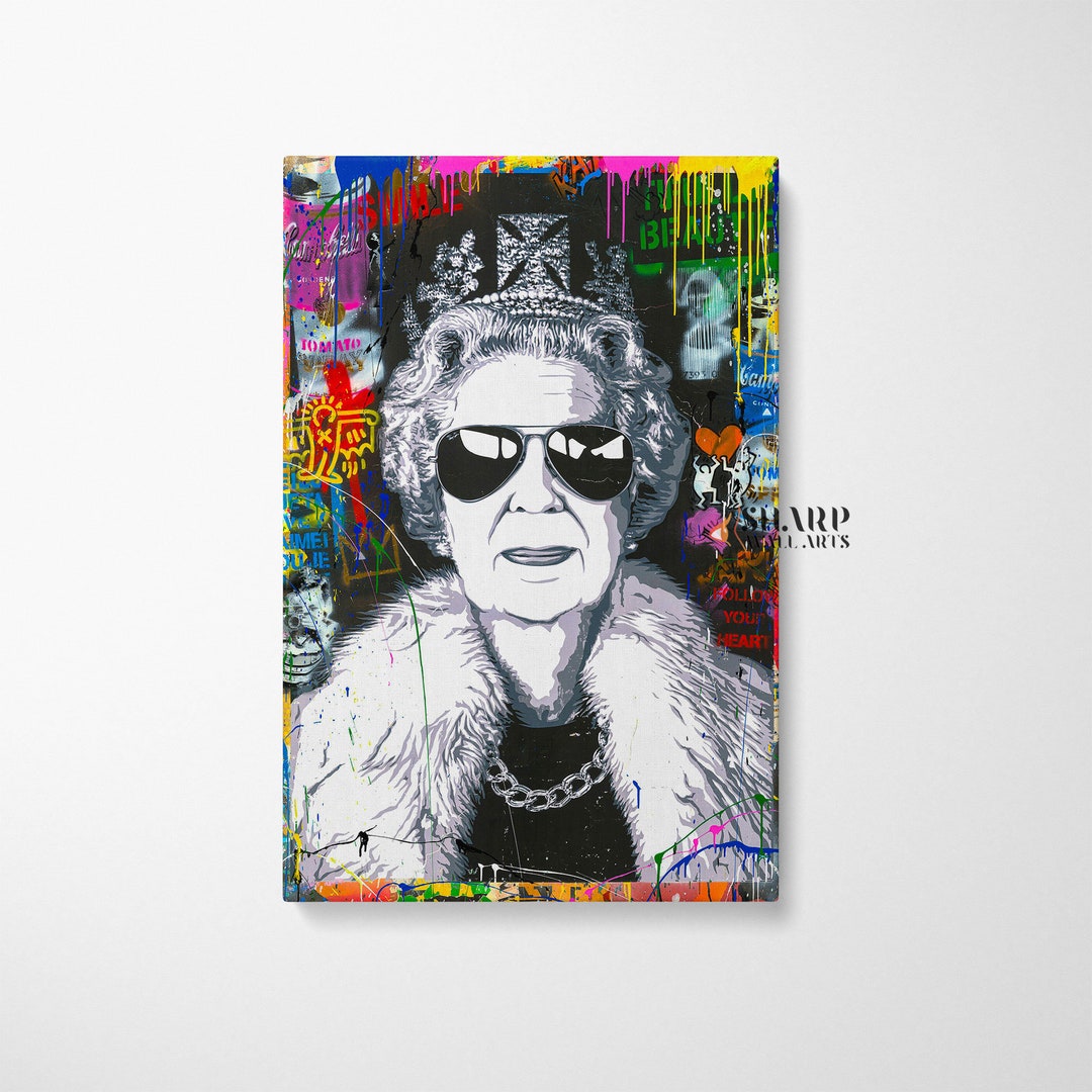 BANKSY QUEEN ELIZABETH Wall Art Banksy Canvas Banksy Queen