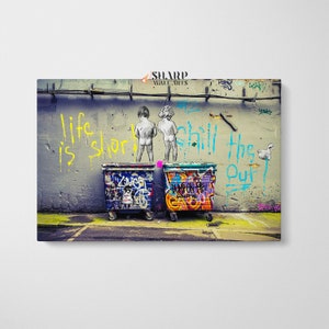 BANKSY WALL ART Banksy Canvas Banksy Life Is Short Chill The Duck Out Banksy Peeing Boys Graffiti Wall Art Street Art Canvas Pop Art Canvas