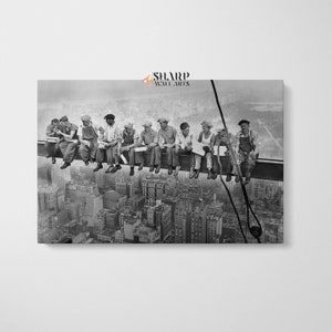 Lunch Atop a Skyscraper Large Wall Art Lunch Atop a Skyscraper New York Wall Art Black And White Vintage Decor Wall Art Mid Century Modern