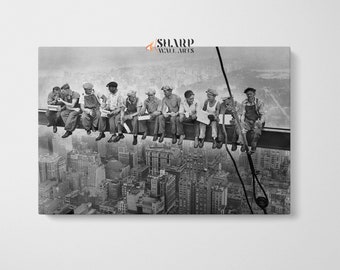 Lunch Atop a Skyscraper Large Wall Art Lunch Atop a Skyscraper New York Wall Art Black And White Vintage Decor Wall Art Mid Century Modern