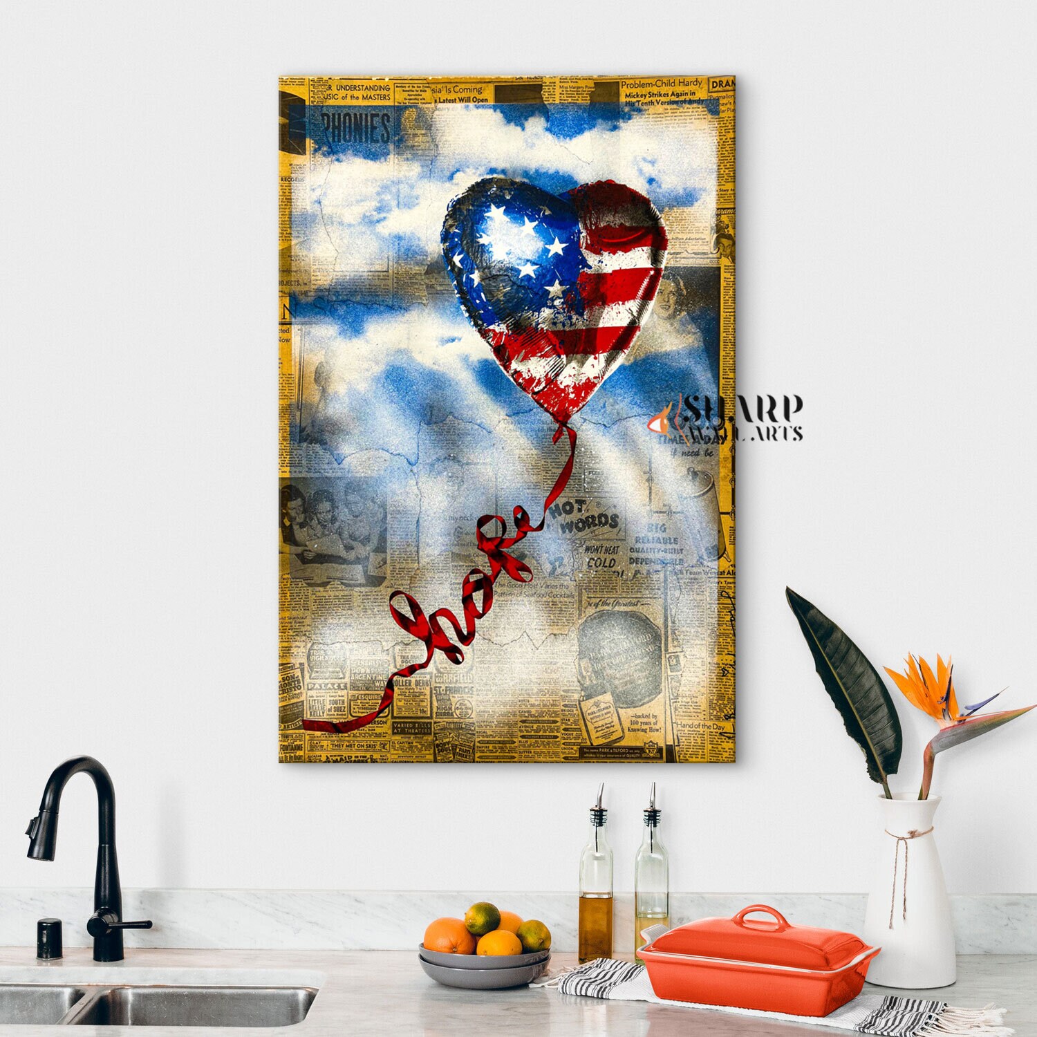 Wall Clock Flying Balloon カリモク BANKSY Amazon.com: Colorfull Worlds Flying Balloon Girl Metal Wall