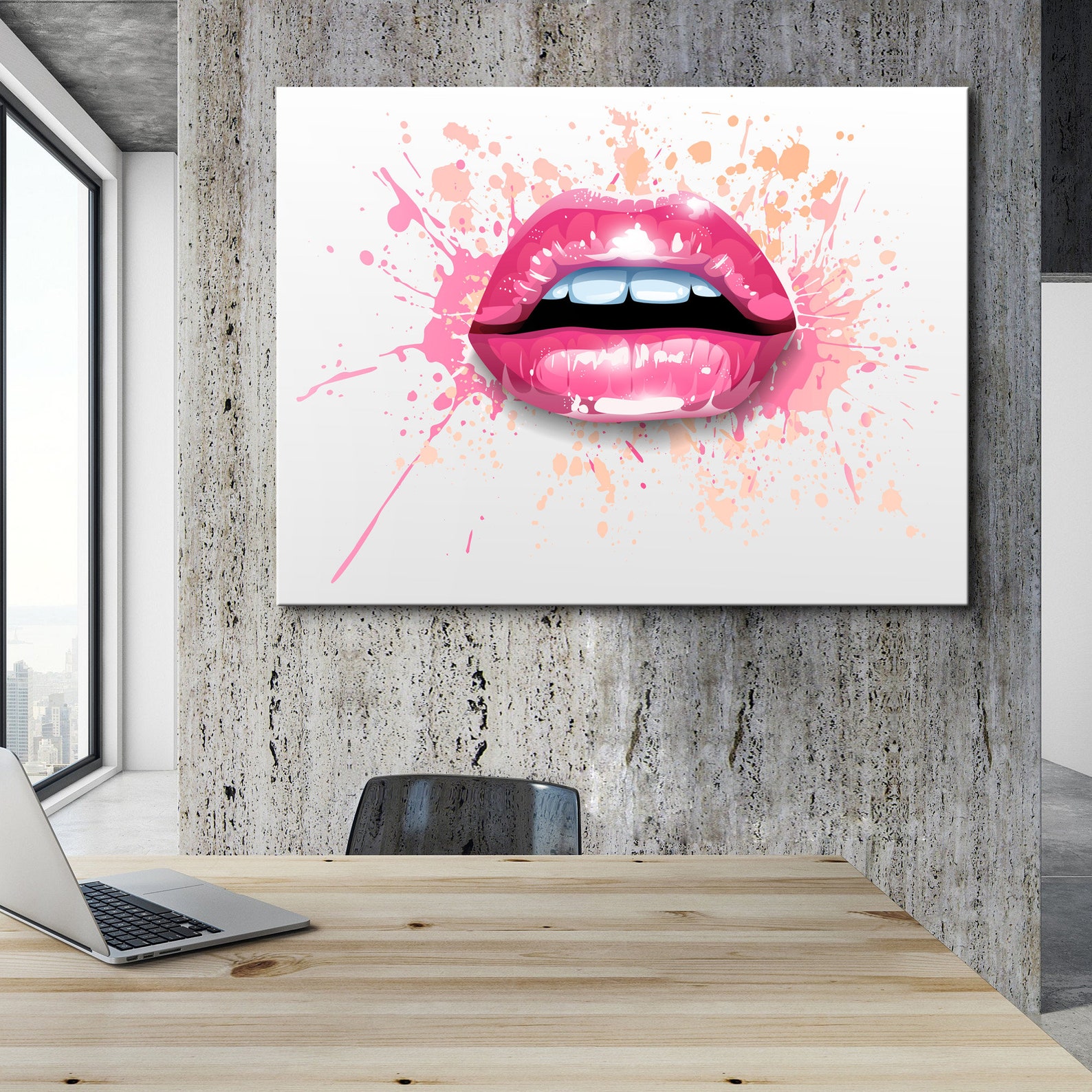Pink Lip Wall Art Lip Canvas Fashion Canvas Pink Wall Art Etsy