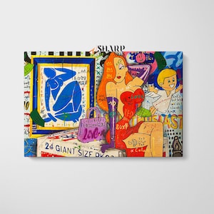 POP ART CANVAS Lady In Red Cartoon Style Wall Art Pop Culture Art Graffiti Street Art Pop Art Canvas Graffiti Wall Art Pop Art Wall Art