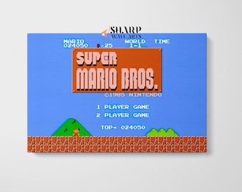 SUPER MARIO Wand KUNST Leinwand Druck, Super Mario Raumdekor, Videospiel Kunst, Retro Gaming Art, Spielzimmer Dekor, Gamer Geschenk, Cartoon Wandkunst