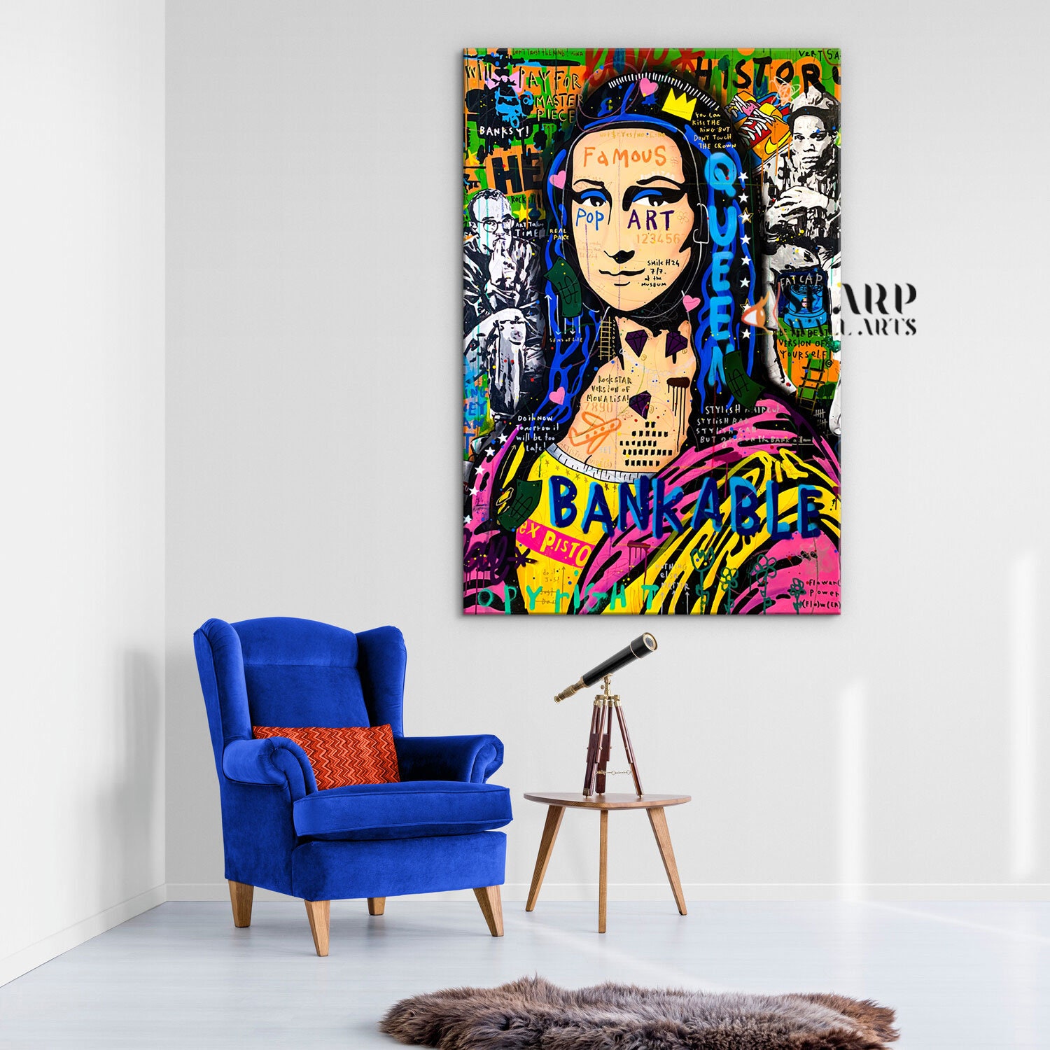BANKSY MONA LISA Pop Art Mona Lisa Print Framed Mona Lisa Wall Art