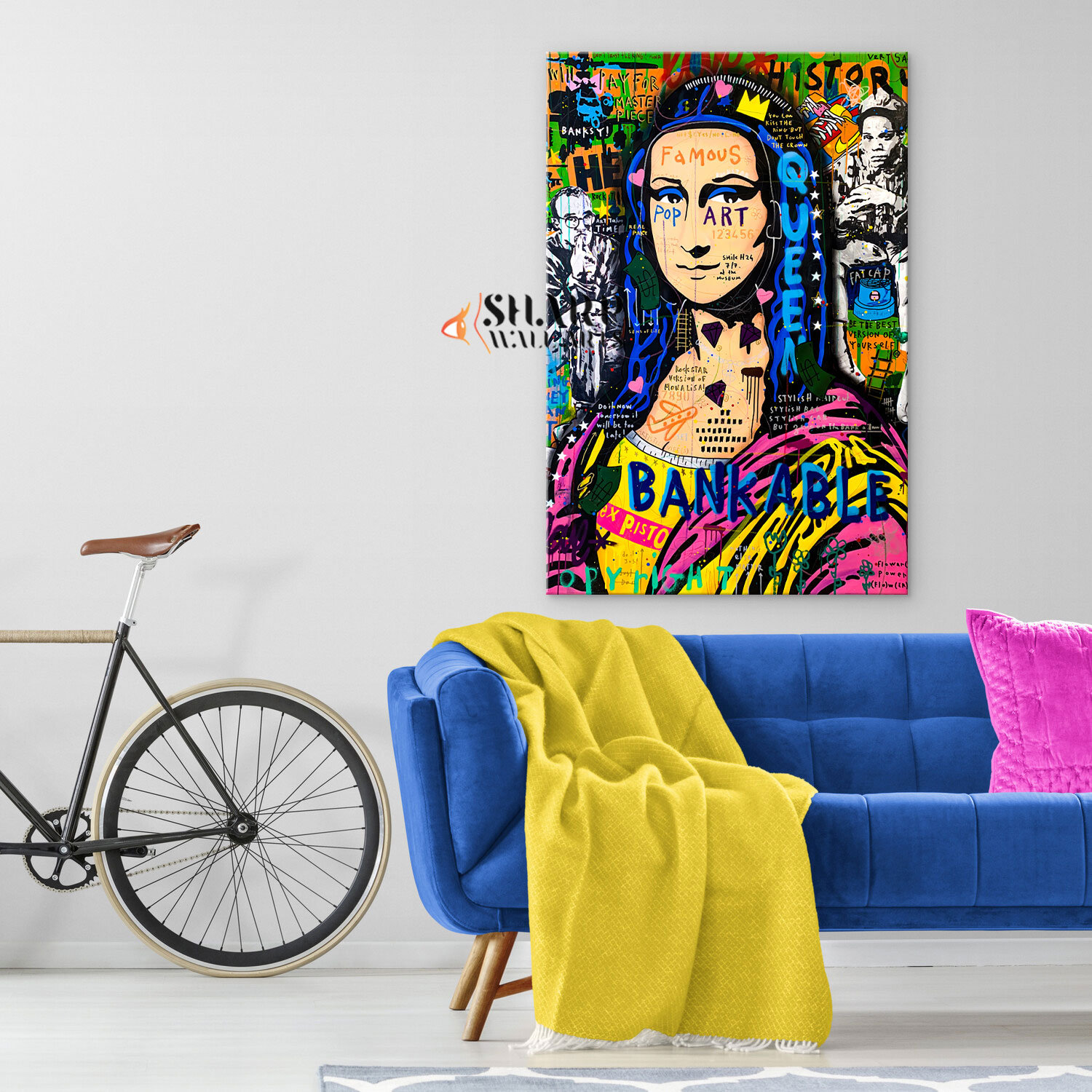 BANKSY MONA LISA Pop Art Mona Lisa Print Framed Mona Lisa Wall Art