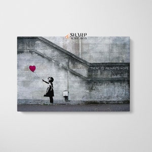 Banksy Canvas Wall Art Print Balloon Girl, Graffiti Wall Art, Pop Art Canvas, Street Art, Banksy Love Red Balloon Canvas Ready To Hang