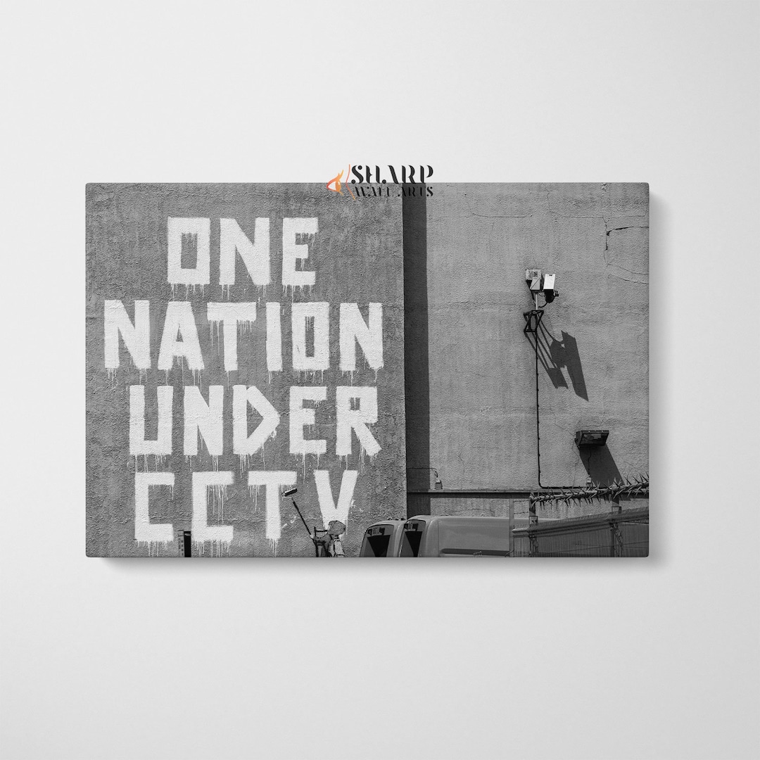 BANKSY Wall ART Banksy Canvas Banksy One Nation Under CCTV Etsy
