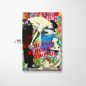 BANKSY WALL ART Banksy Canvas Graffiti Wall Art Gran Pop Art Banksy Impresión Pop Art Wall Art Banksy Street Art Banksy Arte Nunca te rindas