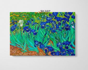 Vincent Van Gogh Art Print Canvas Irises, Vincent Van Gogh Artwork, Vintage Floral Art, Famous Painting Print, Home Decor Art Ready To Hang