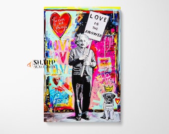 BANKSY WALL ART Banksy Canvas Banksy Love Is The Answer Banksy Style Artwork Pop Art Wall Art Graffiti Wall Art Street Art Canvas Pop Art