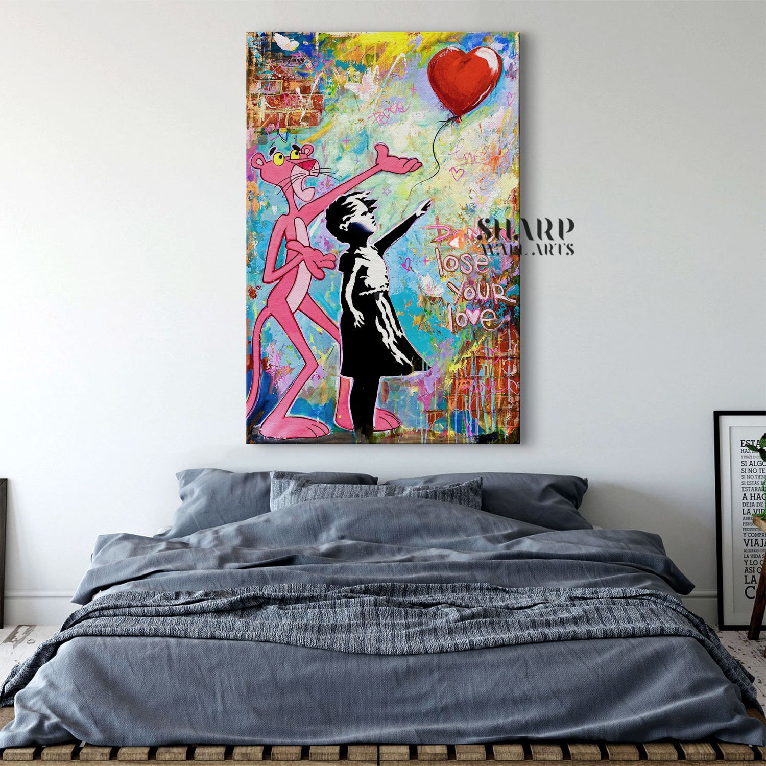 Canvas Poster Banksy Wall Art Canvas Painting Girl Heart - Temu