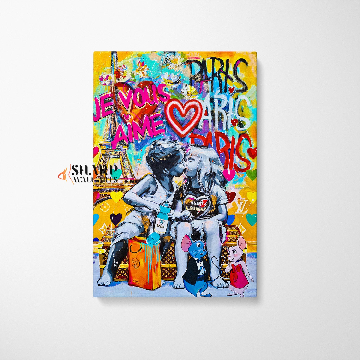 BANKSY WALL ART Couple Love Art Paris Artwork Graffiti Wall Art