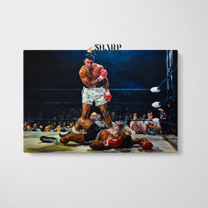 MUHAMMAD ALI CANVAS Wall Art Print, Muhammad Ali vs Sonny Liston, Sport Wall Art, Famous People Art, Gift For Boyfriend, Man Cave Art