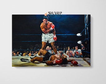 MUHAMMAD ALI CANVAS Wall Art Print, Muhammad Ali vs Sonny Liston, Sport Wall Art, Famous People Art, Gift For Boyfriend, Man Cave Art