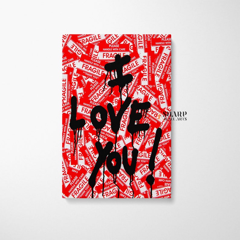 BANKSY WALL ART Banksy Canvas Banksy I Love You Wall Art Etsy