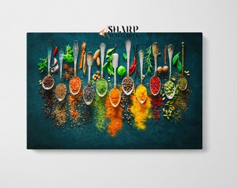 KITCHEN WALL ART Canvas Print, Spices Wall Art, Food Wall Art, Restaurant Decor, Food Art Print, Spices Art Print, Dining Room Wall Art