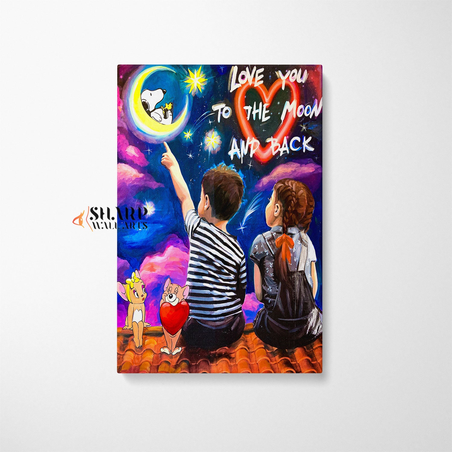 GRAFFITI WALL ART Banksy Love Quotes Wall Art Large Pop Art Wall Art Street Art Canvas Romantic Couple Art Love You To The Moon And Back Art