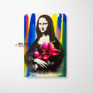 BANKSY MONA LISA Pop Art Mona Lisa Print Framed Mona Lisa Wall Art Pop Art Large Famous Painting Art Graffiti Wall Art Street Art Canvas