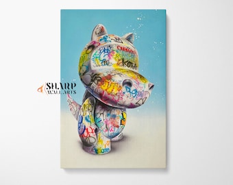 GRAFFITI WALL ART Banksy Hippo Artwork Street Art Print Modern Large Pop Art Wall Art Graffiti Art Painting Pop Art Canvas Decor