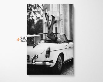 FASHION WALL ART High Heels Woman in the Car Wall Art, Shoe Wall Art High Heels, Glam Wall Decor, Female Body Art, Fashion Photography