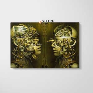 STEAMPUNK DECOR Wall ART Canvas Steampunk Robot Industrial Wall Art Large Victorian Decor Vintage Art Prints Retro Futuristic Art Antique
