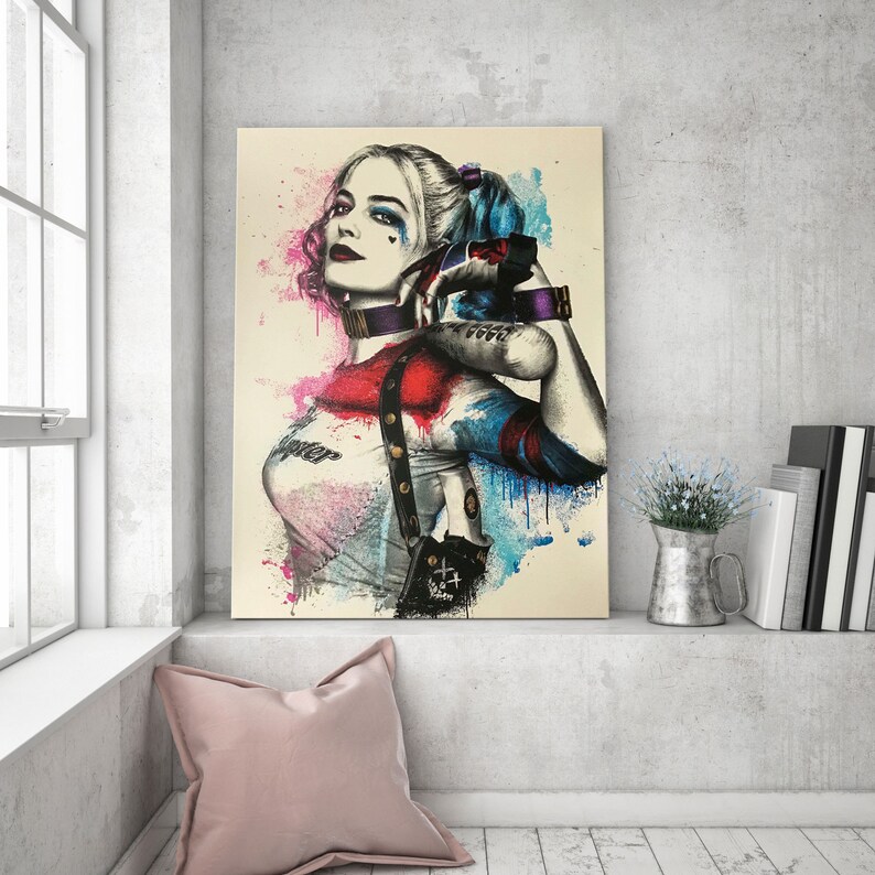 Harley Quinn Margot Robbie Canvas Wall Art Print Margot Etsy