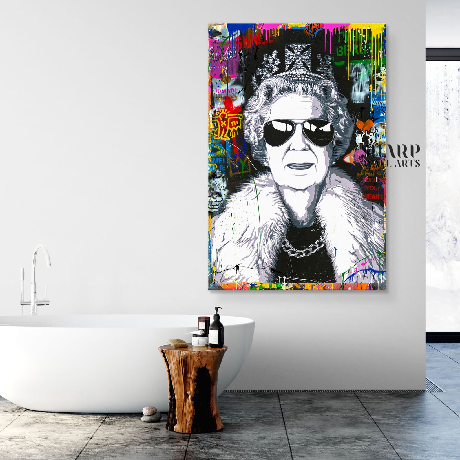 BANKSY QUEEN ELIZABETH Wall Art Banksy Canvas Banksy Queen - Etsy