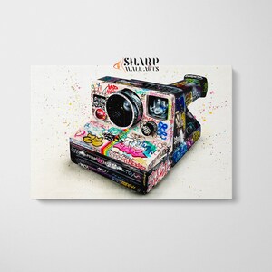 GRAFFITI WALL ART Polaroid Camera Artwork Street Art Canvas, Large Pop Art Wall Art, Street Art Print, Pop Art Canvas, Graffiti Art Print