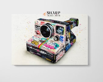 GRAFFITI WALL ART Polaroid Camera Artwork Street Art Canvas, Large Pop Art Wall Art, Street Art Print, Pop Art Canvas, Graffiti Art Print