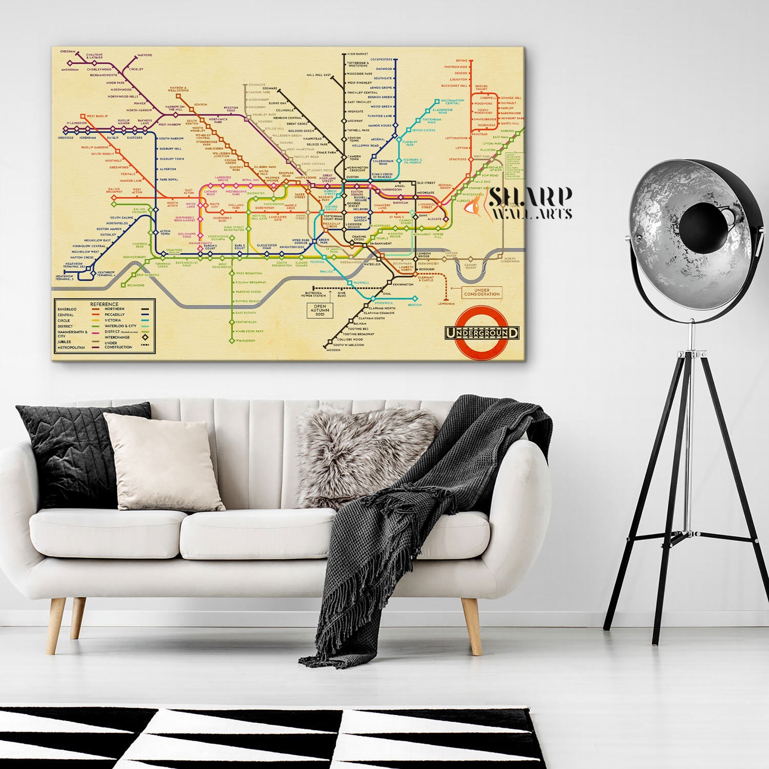 LONDON UNDERGROUND MAP Large Wall Art Canvas Print Vintage London Tube london-underground-map-large-wall-art-canvas-print-vintage-london-tube