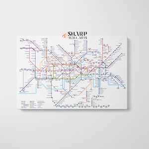 LONDON TUBE MAP Wall Art Canvas Print, London Underground Map Canvas, London Subway Map Large London Wall Art, Urban Wall Art, London Gifts