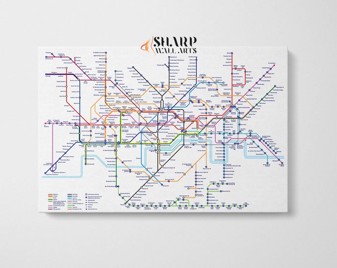 LONDON TUBE MAP Wall Art Canvas Print, London Underground Map Canvas, London Subway Map Large London Wall Art, Urban Wall Art, London Gifts