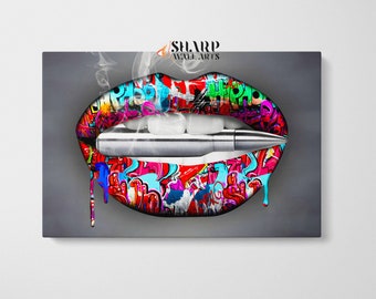 GRAFFITI WALL ART Labbra Wall Art, Lip Artwork, Stampa Street Art, Moderna Pop Art Wall Art, Stampa Graffiti Art, Dipinto Labbra, Stampa Grandi Labbra