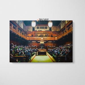 BANKSY WALL ART Banksy Canvas Banksy Monkey Parliament Banksy Graffiti Street Art Canvas Pop Art Wall Art Graffiti Wall Art Pop Art Canvas