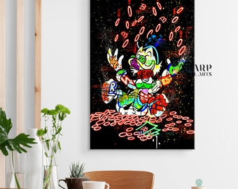 Tableau - Toile,Tableau d'art graffiti Monopoly Alec,peintures d'argent