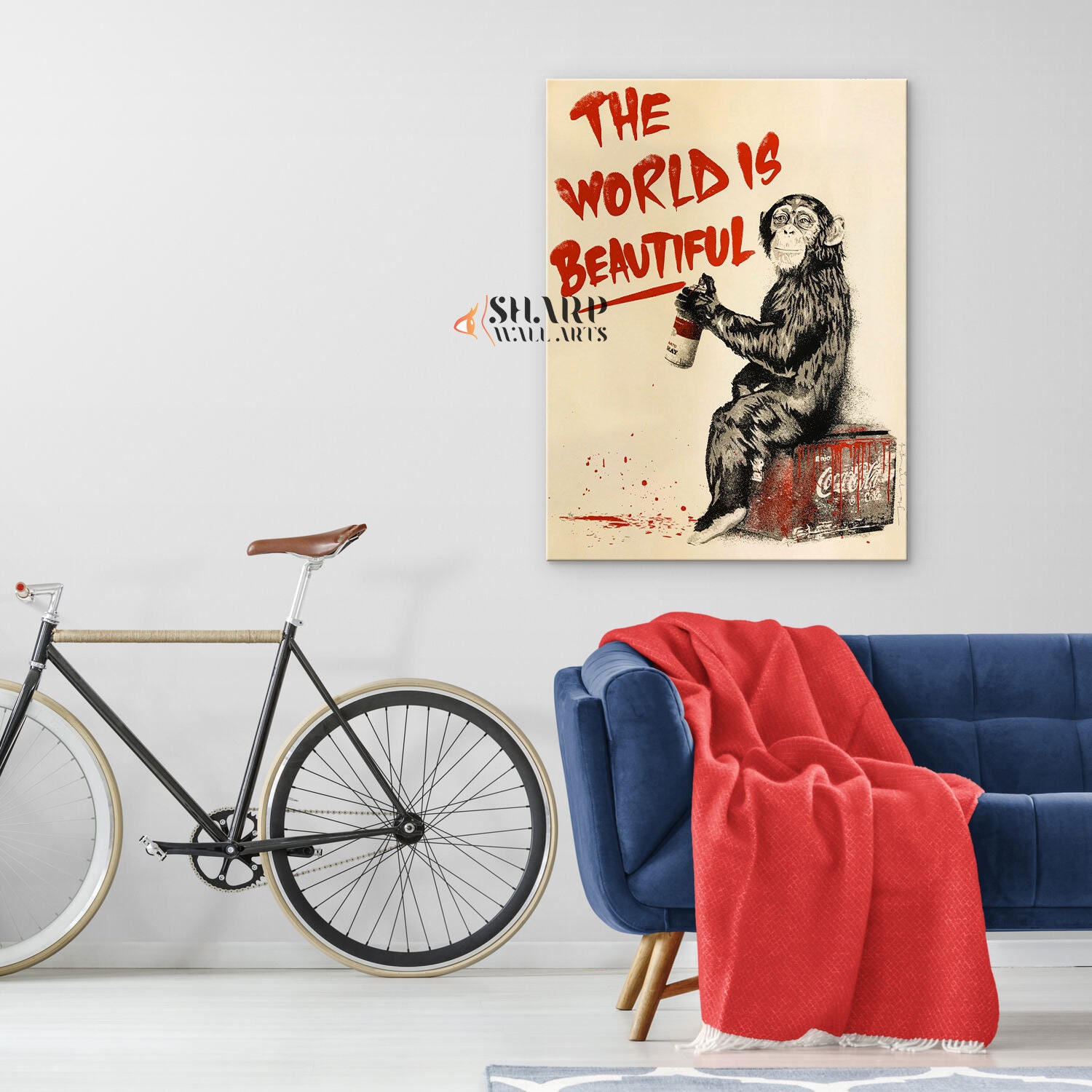 BANKSY MONKEY Banksy Wall Art Banksy Canvas the World is Beautiful