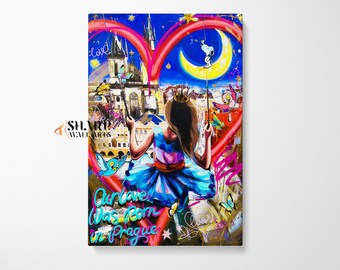 GRAFFITI WALL ART Love Quotes Wall Art Banksy Wall Art Pop Art Wall Art Street Art Canvas Large Pop Art Print Long Distance Relationship Art