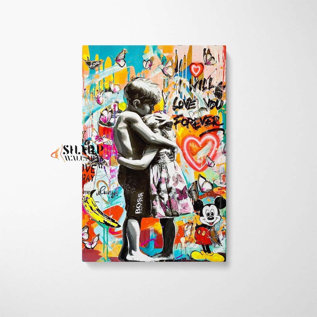 【R&B】Promysc Art Of Love POP ART Wall ART Banksy Love Artwork Kids Romantic Couple
