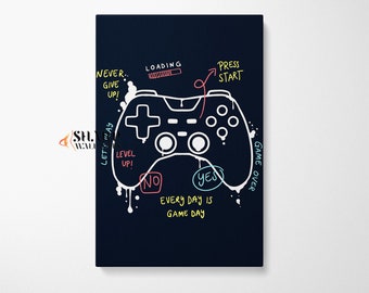 VIDEOS GAME ART Game Controller Kunst, Videospiel Wandkunst, Videospiele Kunst, Gaming Poster, Gaming Leinwand, Arcade Wandkunst, Spielzimmer Wandkunst
